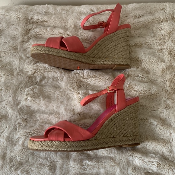 Cole Haan Wedge Sandals. NWOT Coral Pink Leather.Size 8. Espadrille 3 1/2” heel - Picture 6 of 9